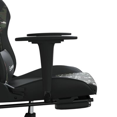 vidaXL Καρέκλα Gaming Μασάζ Υποπόδιο Μαύρος Παραλλαγή Συνθετικό Δέρμα