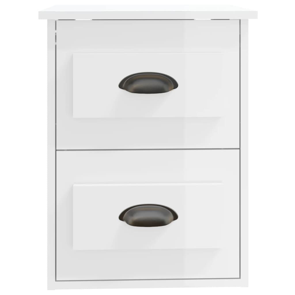 vidaXL Κομοδίνο Επιτοίχιο Γυαλιστερό Λευκό 41,5 x 36 x 53 εκ.