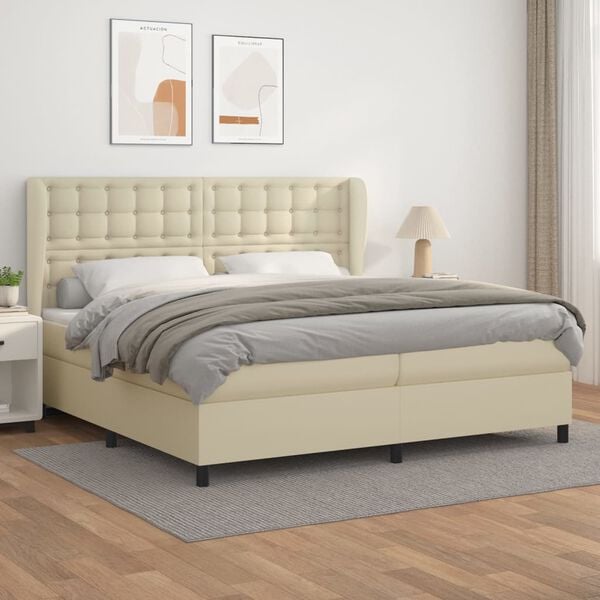 vidaXL &Kappa;&rho;&epsilon;&beta;ά&tau;&iota; Boxspring &mu;&epsilon; &Sigma;&tau;&rho;ώ&mu;&alpha; &Kappa;&rho;&epsilon;&mu; 200x200 &epsilon;&kappa;. &Sigma;&upsilon;&nu;&theta;&epsilon;&tau;&iota;&kappa;ό &Delta;έ&rho;&mu;&alpha;