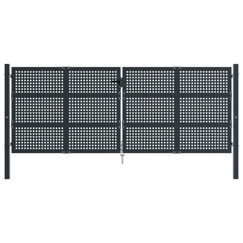 vidaXL Πύλη Κήπου Ανθρακί 400 x 125 εκ. Ατσάλινη