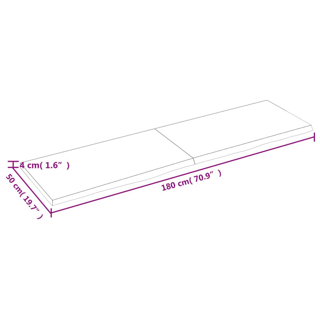 vidaXL Επιφ Τραπεζιού Αν Καφέ 180x50x(2-4)εκ. Επεξ. Μασίφ Ξύλο Δρυός
