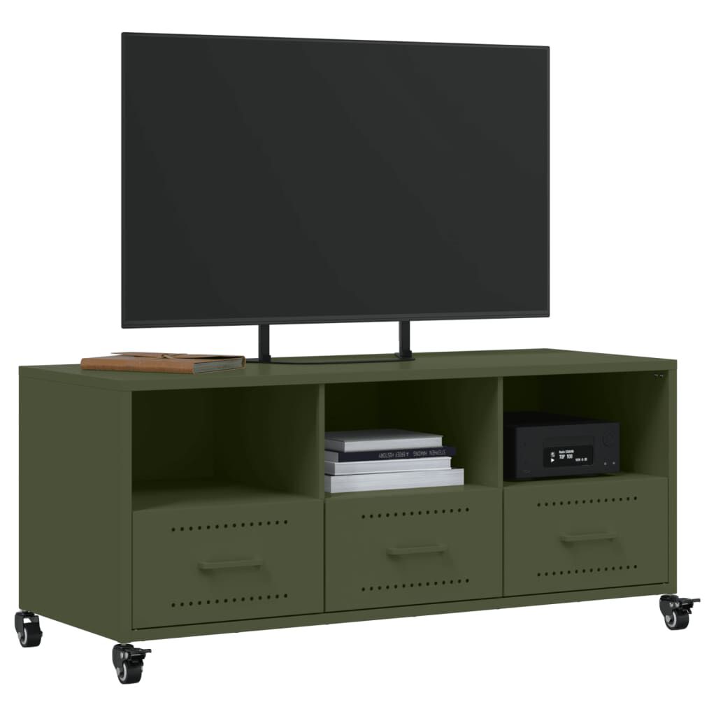 vidaXL Έπιπλο Τηλεόρασης Πράσινο Λαδί 100,5x39x43,5 εκ. από Ατσάλι