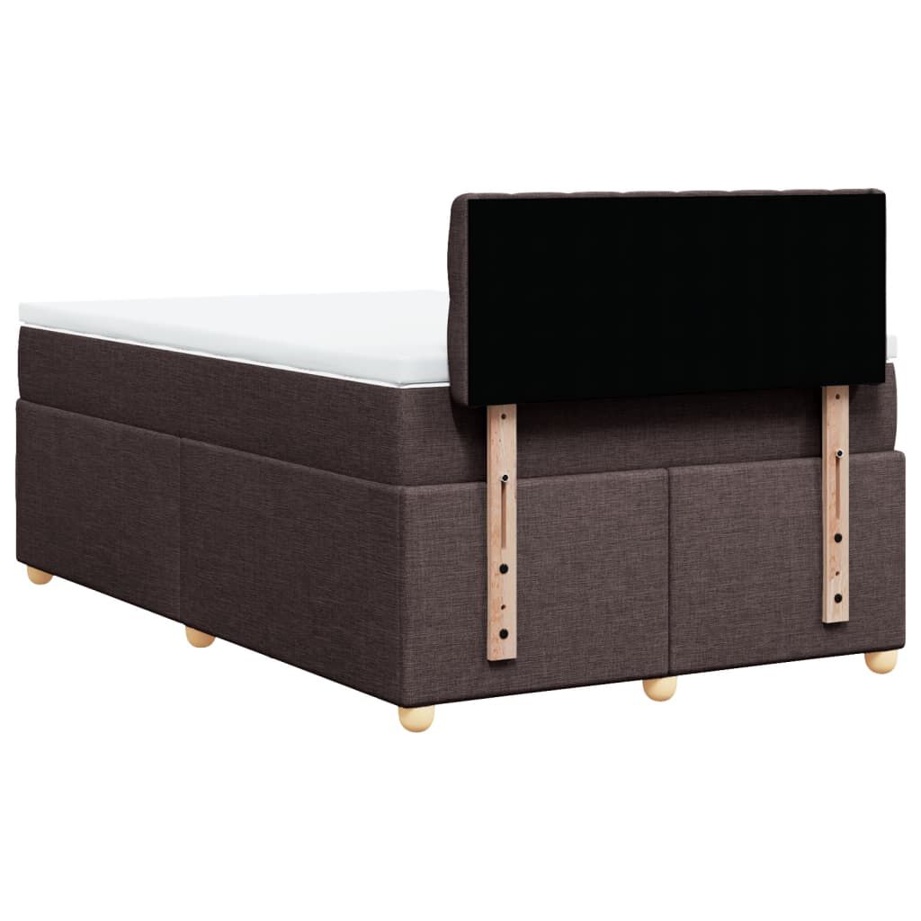 vidaXL Κρεβάτι Boxspring με Στρώμα Σκούρο Καφέ 120x190 εκ Υφασμάτινο
