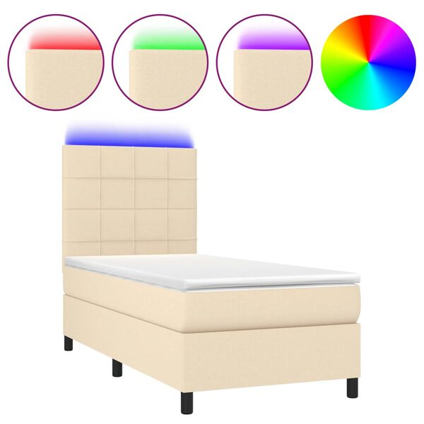vidaXL &Kappa;&rho;&epsilon;&beta;ά&tau;&iota; Boxspring &mu;&epsilon; &Sigma;&tau;&rho;ώ&mu;&alpha; & LED &Kappa;&rho;&epsilon;&mu; 100x200 &epsilon;&kappa;. &Upsilon;&phi;&alpha;&sigma;&mu;ά&tau;&iota;&nu;&omicron;
