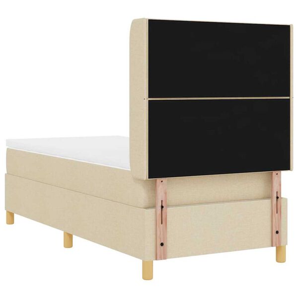 vidaXL Κρεβάτι με ελατήρια με στρώμα Κρεμ 90 x 190 cm ύφασμα