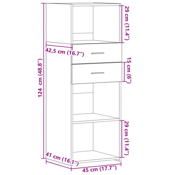 vidaXL Ντουλάπι Γκρι Σκυρ. 45x42,5x124 εκ. από Επεξεργασμένο Ξύλο