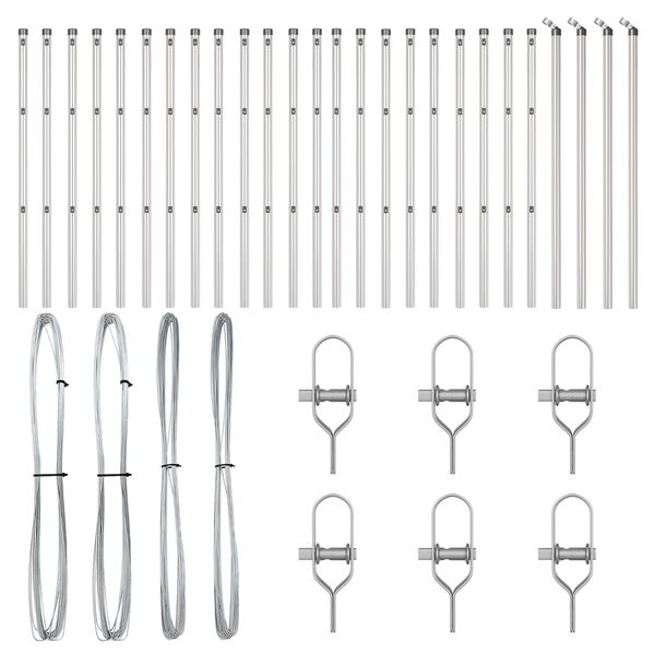 vidaXL Στύλος Περιφράξεων 26 pcs Ασημί 3.2 x 3.2 x 80 εκ Ατσάλι