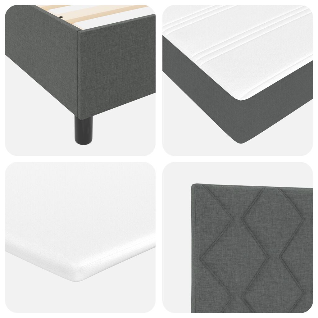 vidaXL Κρεβάτι με Σπαστό Μάλλινο Σκούρο Γκρι 160x200 εκ Ύφασμα