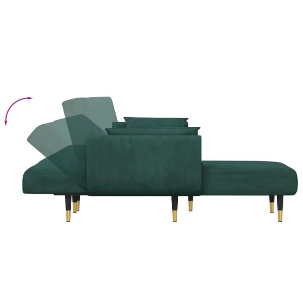 vidaXL Καναπές Κρεβάτι Γωνιακός Σκ. Πράσινο 275x140x70 εκ. Βελούδινος