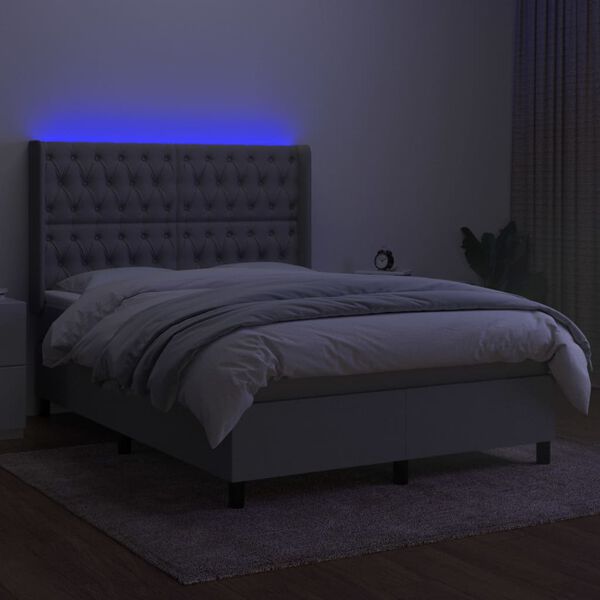 vidaXL &Kappa;&rho;&epsilon;&beta;ά&tau;&iota; Boxspring &mu;&epsilon; &Sigma;&tau;&rho;ώ&mu;&alpha; & LED &Alpha;&nu;.&Gamma;&kappa;&rho;&iota; 140x190&epsilon;&kappa;. &Upsilon;&phi;&alpha;&sigma;&mu;ά&tau;&iota;&nu;&omicron;