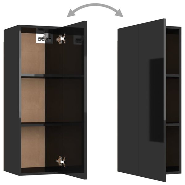 vidaXL Έπιπλο Τηλεόρασης Γυαλιστερό Μαύρο 30,5x30x90εκ. από Επεξ. Ξύλο
