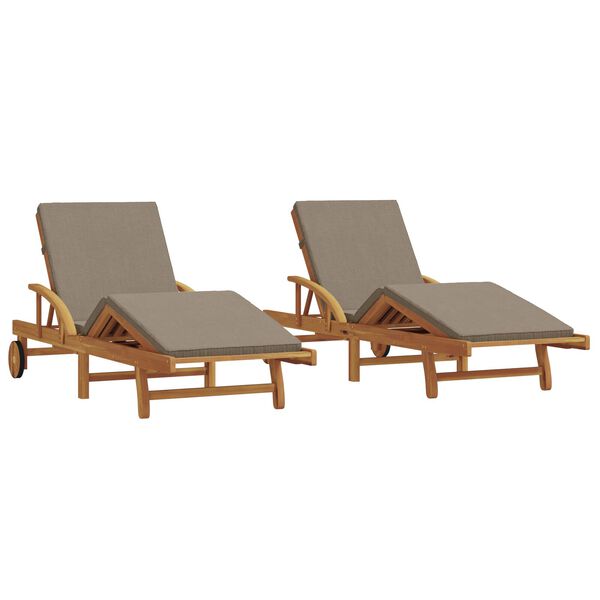 vidaXL Ξαπλώστρα 2 pcs Taupe 200 x 67 x 84εκ Μασίφ ξύλο ακακίας