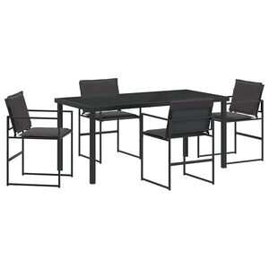 vidaXL &Sigma;έ&tau; &phi;&alpha;&gamma;&eta;&tau;&omicron;ύ &gamma;&iota;&alpha; &kappa;ή&pi;&omicron; 5 pcs &Mu;&alpha;ύ&rho;&omicron; 160 x 80 x 73 &epsilon;&kappa;