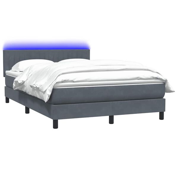 vidaXL &Kappa;&rho;&epsilon;&beta;ά&tau;&iota; Boxspring &mu;&epsilon; &Sigma;&tau;&rho;ώ&mu;&alpha; & LED &Sigma;&kappa;&omicron;ύ&rho;&omicron; &gamma;&kappa;&rho;&iota; 140x220 cm &Beta;&epsilon;&lambda;&omicron;ύ&delta;&iota;&nu;&omicron;