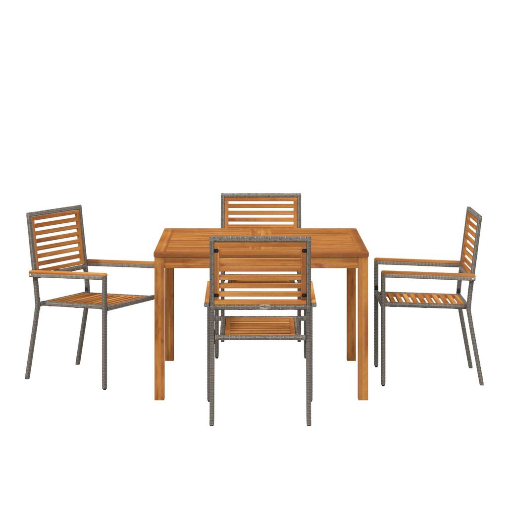 vidaXL Σέτ φαγητού για κήπο 5 pcs Γκρι Πολυ ράταν