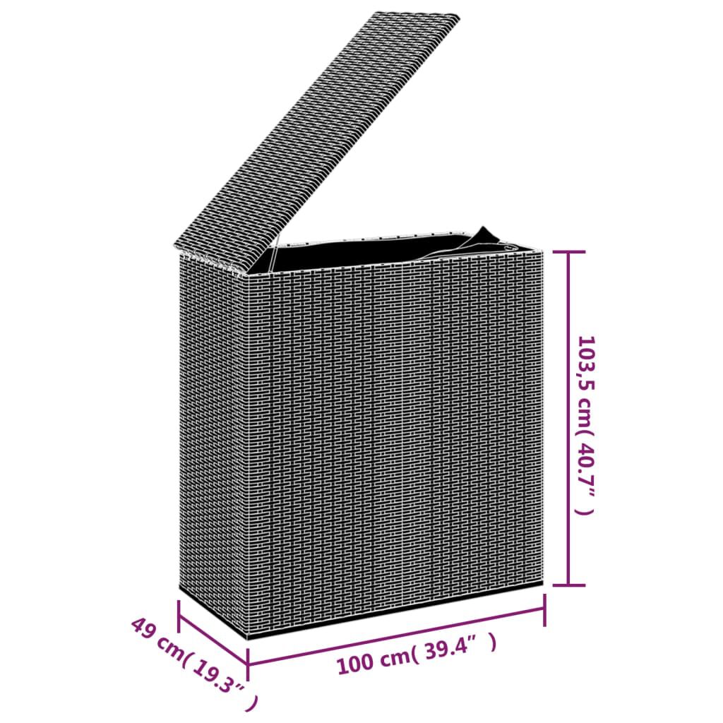 vidaXL Κουτί Μαξιλαριού Κήπου Καφέ 100x49x103,5 εκ. Ρατάν Πολυαιθ.