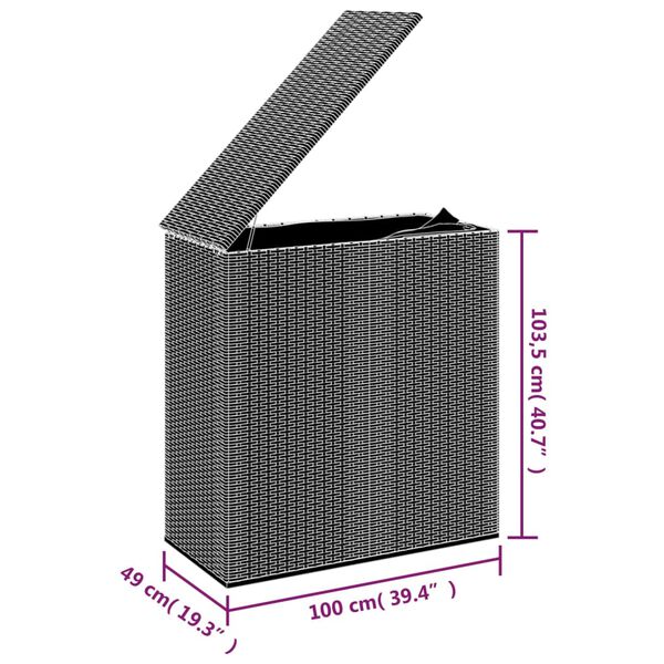 vidaXL Κουτί Μαξιλαριού Κήπου Καφέ 100x49x103,5 εκ. Ρατάν Πολυαιθ.