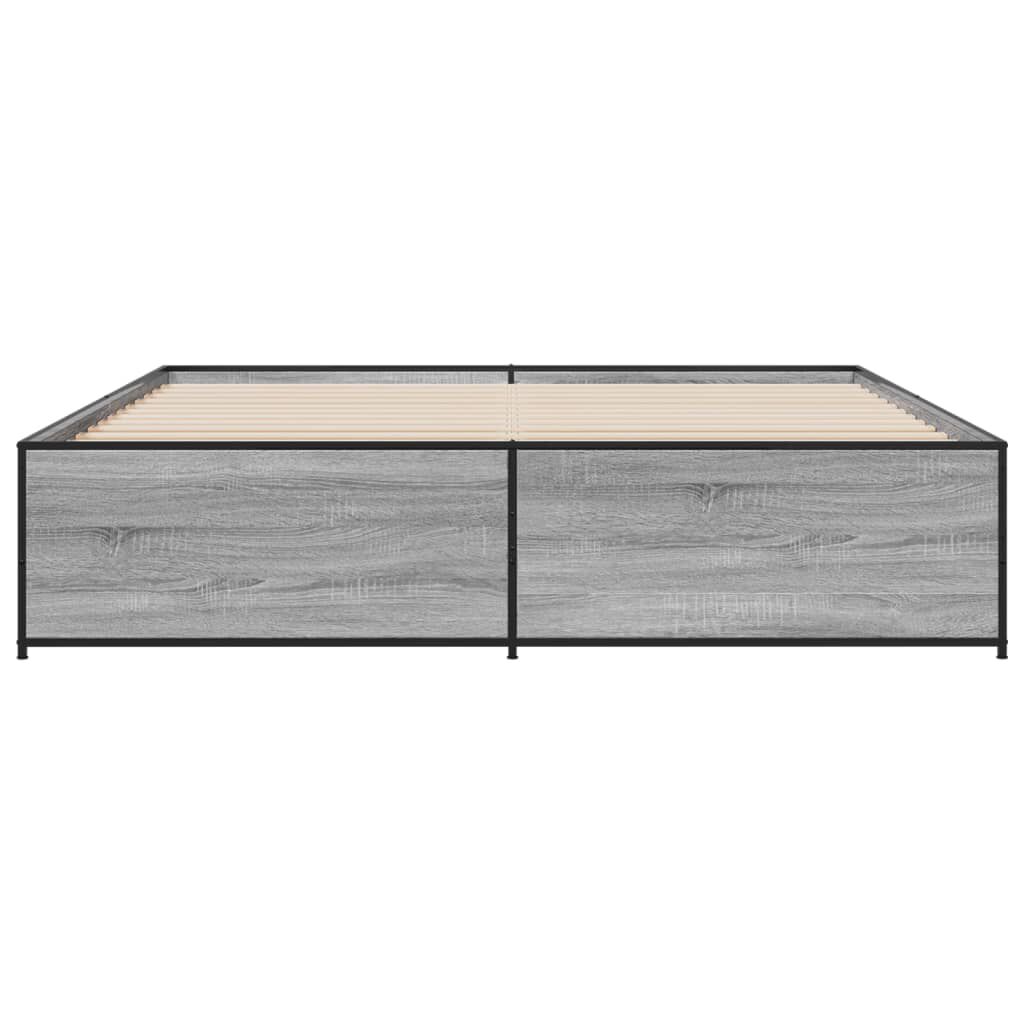 vidaXL Πλαίσιο Κρεβατιού Γκρι Sonoma 200x200 εκ. Επεξ. Ξύλο & Μέταλλο