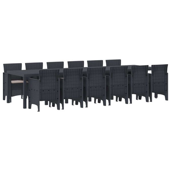 vidaXL Σέτ φαγητού για κήπο 13 pcs Ανθρακί Rattan Polt