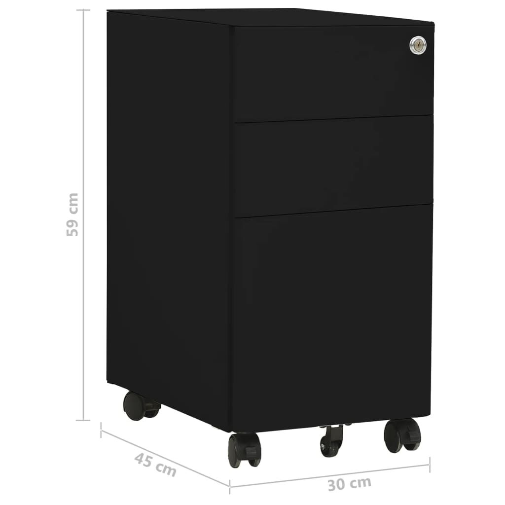 vidaXL Αρχειοθήκη Φορητή Μαύρη 30 x 45 x 59 εκ. Ατσάλινη