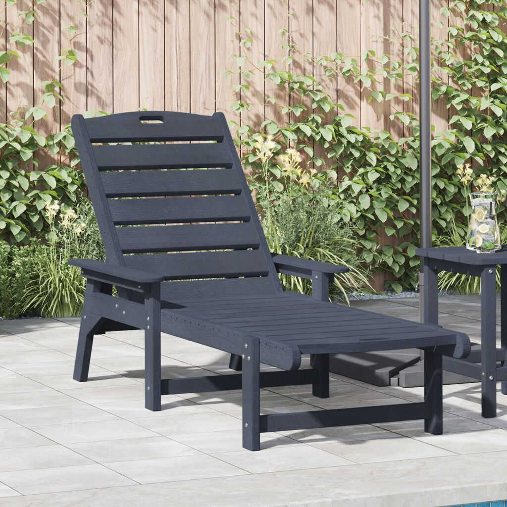 vidaXL Ξαπλώστρα Ναυτικό μπλε 53x162x98.5 εκ. HDPE