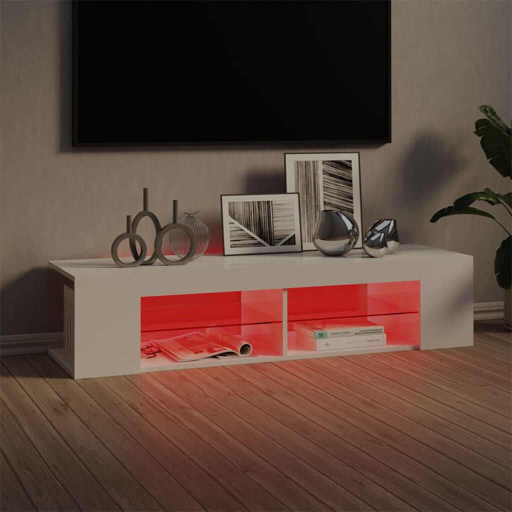 vidaXL Έπιπλο Τηλεόρασης με LED Γυαλιστερό Λευκό 135x39x30 εκ.