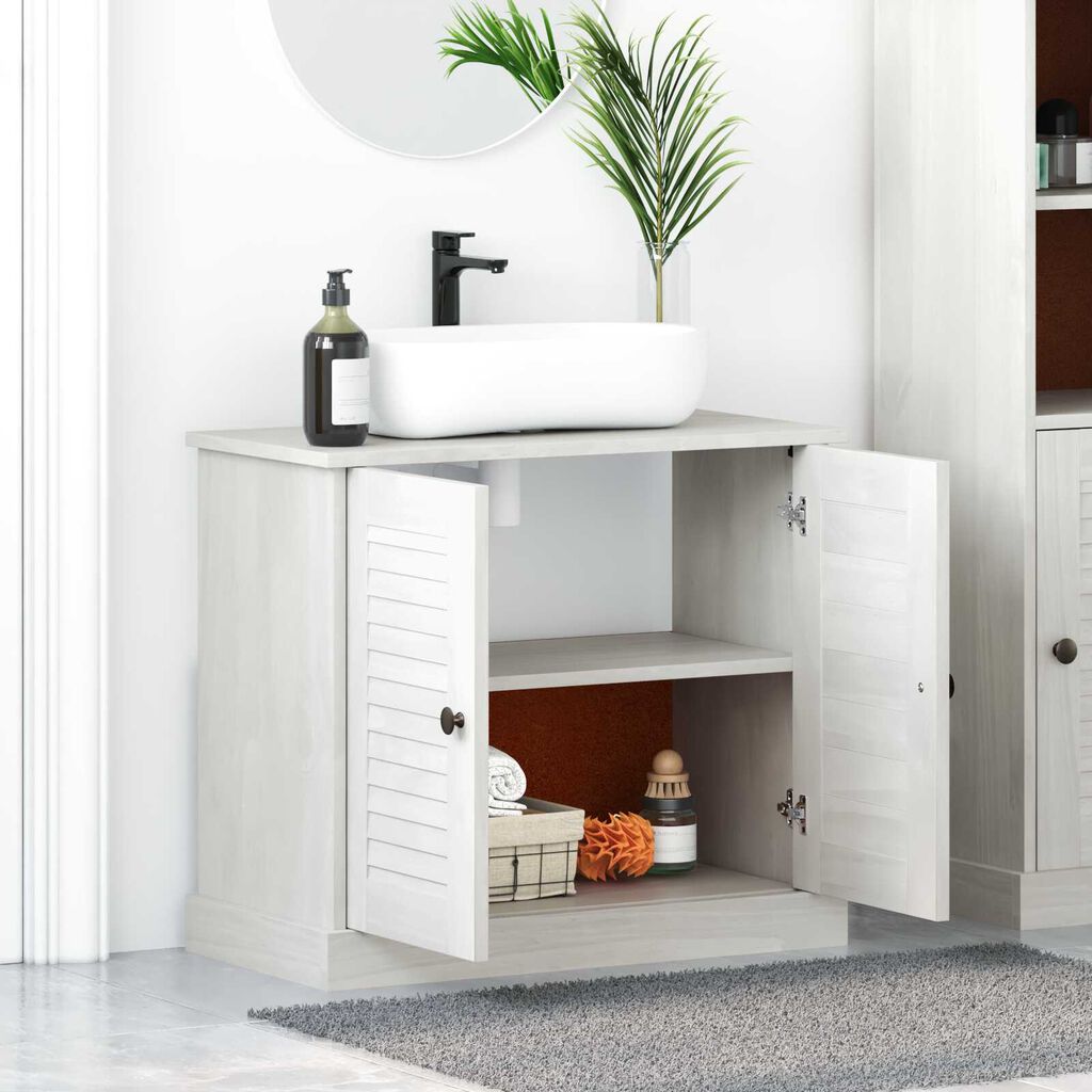 vidaXL Ντουλάπι Νιπτήρα 'VIGO' με Πόρτες 67.5x34x59 cm Σταθερού Ξύλου Πεύκου