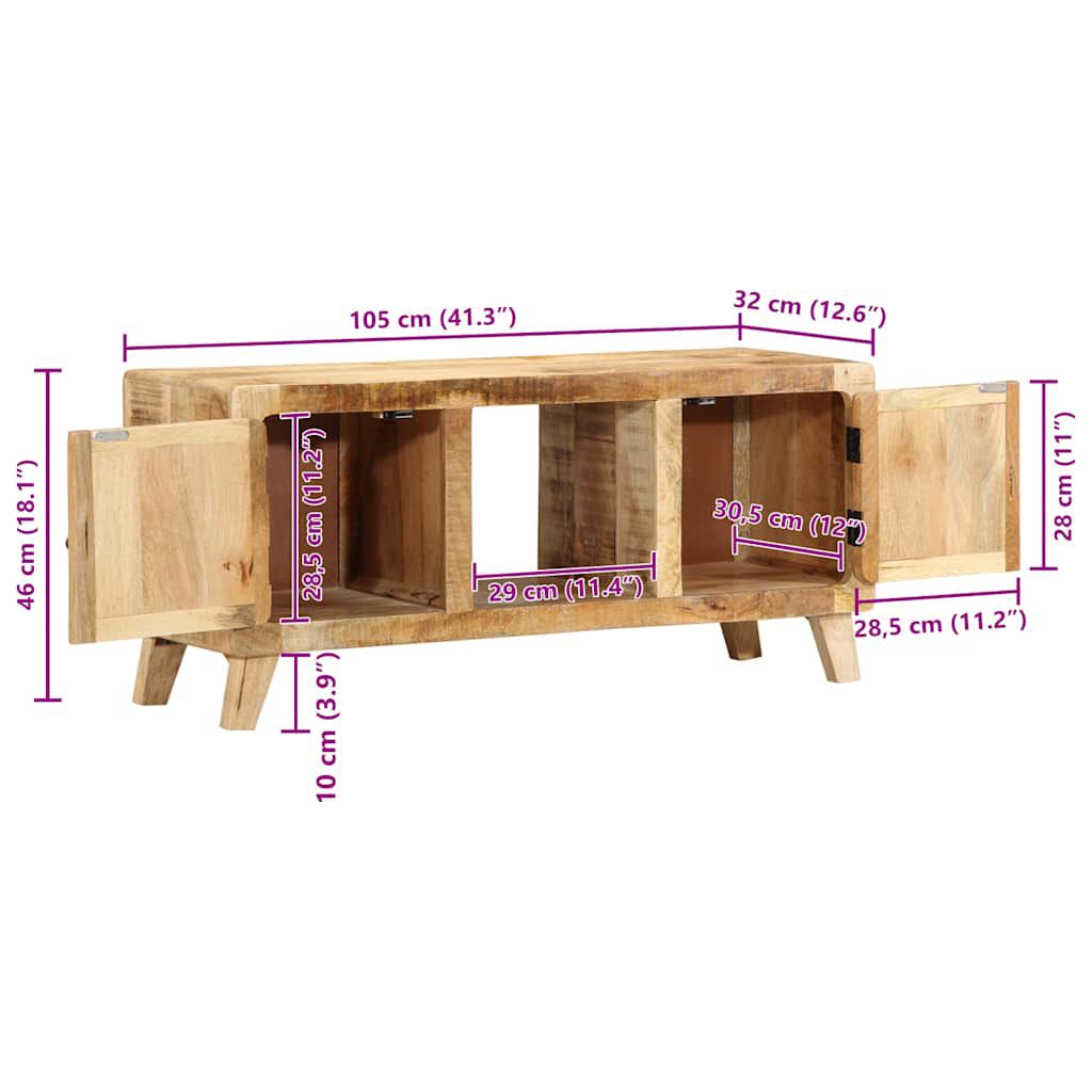 ντουλάπι τηλεόρασης vidaXL 105x46x32 cm μασίφ ξύλο ακατέργαστο μάνγκο