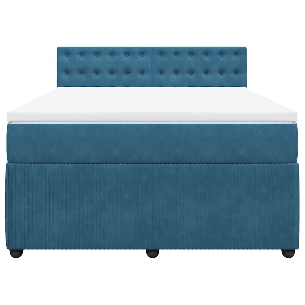 vidaXL Κρεβάτι Boxspring με Στρώμα Μπλε 140x200 εκ. Βελούδινο