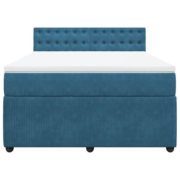 vidaXL Κρεβάτι Boxspring με Στρώμα Μπλε 140x200 εκ. Βελούδινο
