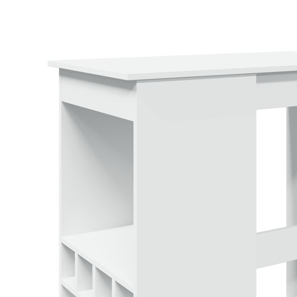 vidaXL Τραπέζι Μπαρ με Ράφια Λευκό 90x47,5x103,5 εκ. Επεξεργ. Ξύλο