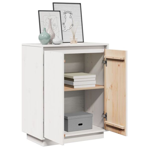 vidaXL Ντουλάπι Λευκό 60 x 34 x 75 εκ. από Μασίφ Ξύλο Πεύκου