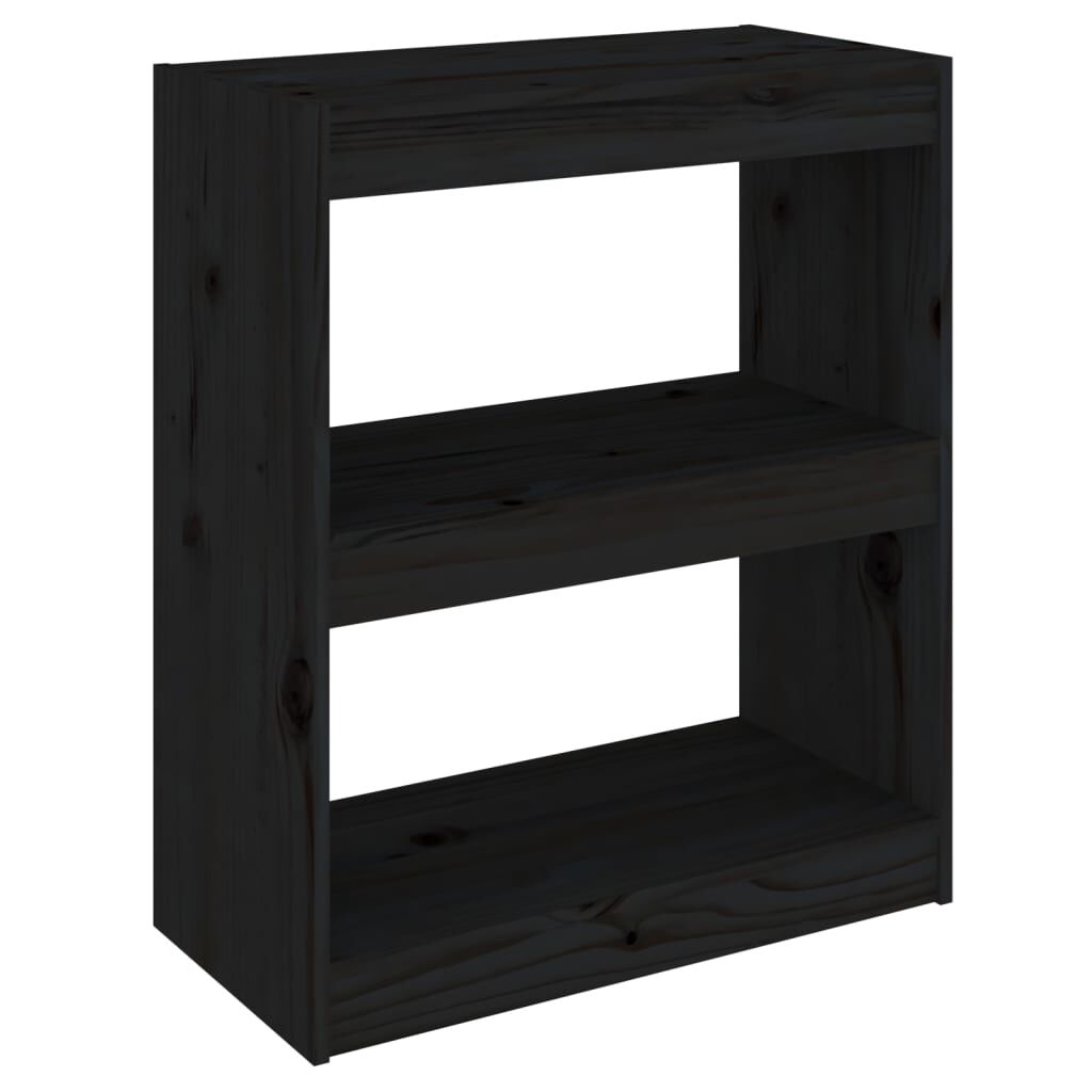 vidaXL Βιβλιοθήκη/Διαχωρ. Χώρου Μαύρο 60x30x71,5 εκ. Μασίφ Ξύλο Πεύκου