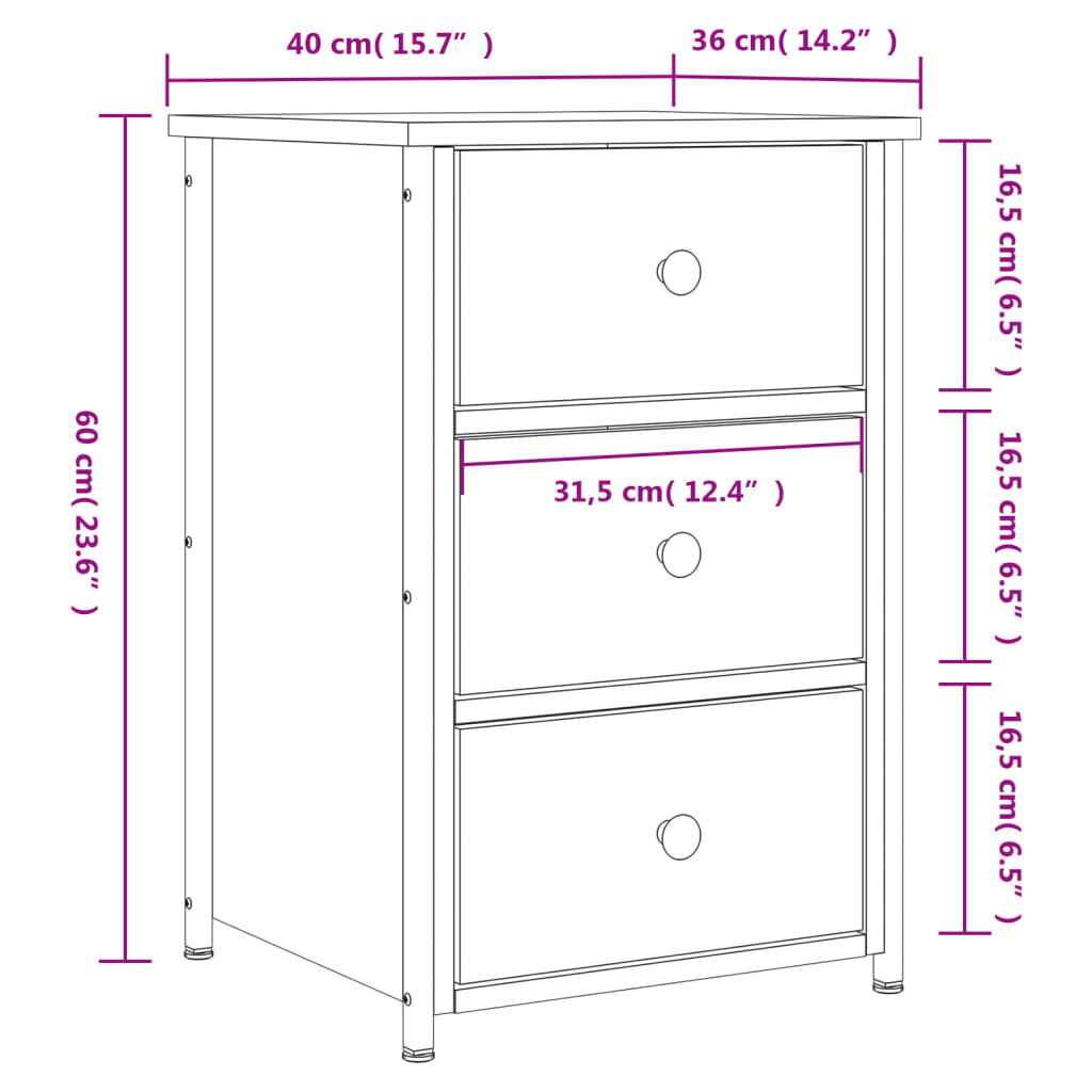 vidaXL Κομοδίνο Γκρι Sonoma 40x36x60 εκ. από Επεξεργασμένο Ξύλο