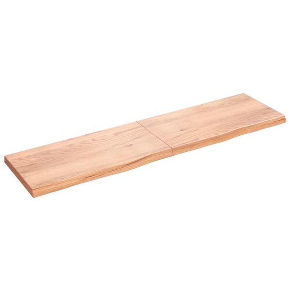 vidaXL Ράφι Τοίχου Ανοιχτό Καφέ 200x50x(2-6)εκ. Επεξ. Μασίφ Ξύλο Δρυός