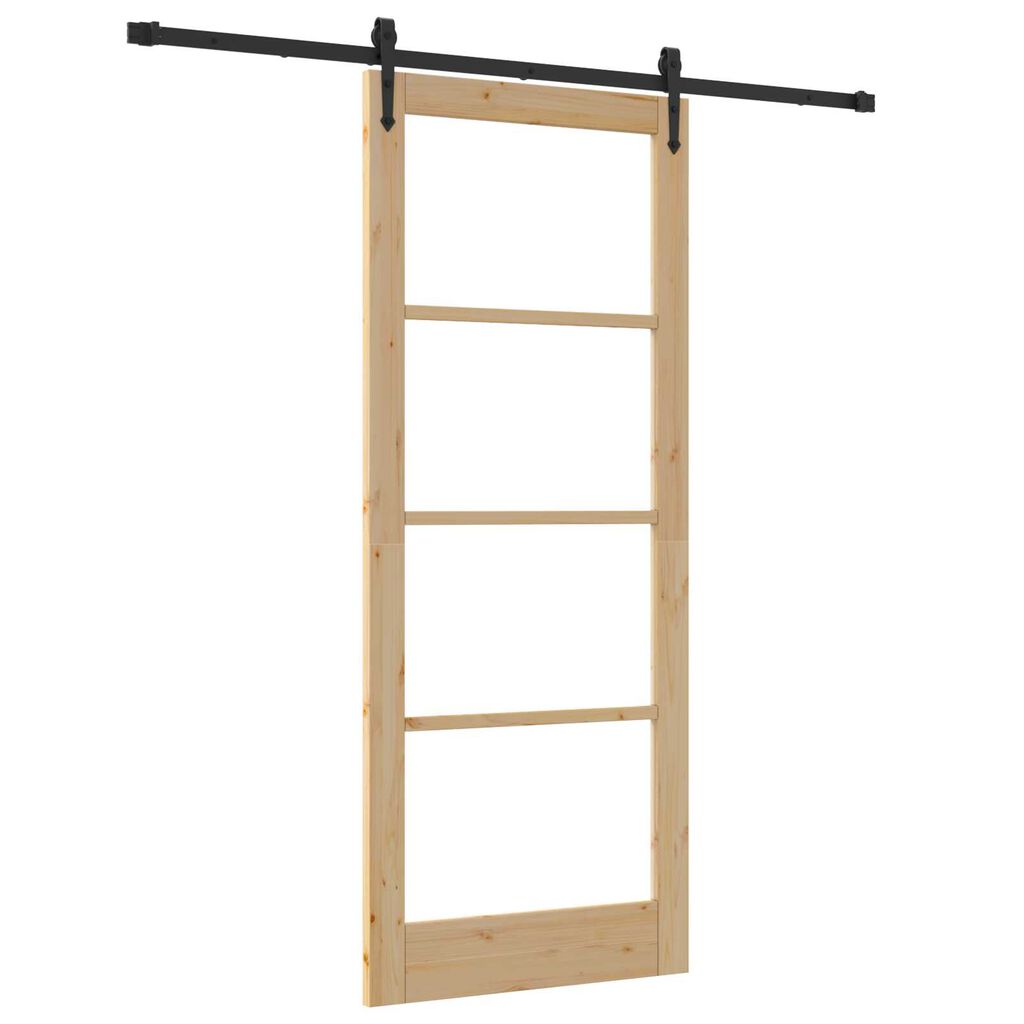 vidaXL Ολισθητή Πόρτα Καφέ 86 x 211 cm Ξύλο και μέταλλο