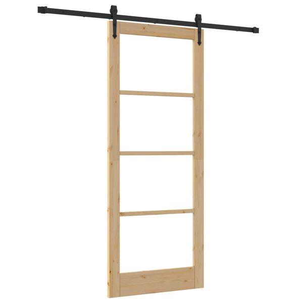 vidaXL Ολισθητή Πόρτα Καφέ 86 x 211 cm Ξύλο και μέταλλο