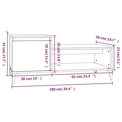 vidaXL Τραπεζάκι Σαλονιού Καπνιστή Δρυς 100x50x45 εκ. Επεξεργασμ. Ξύλο