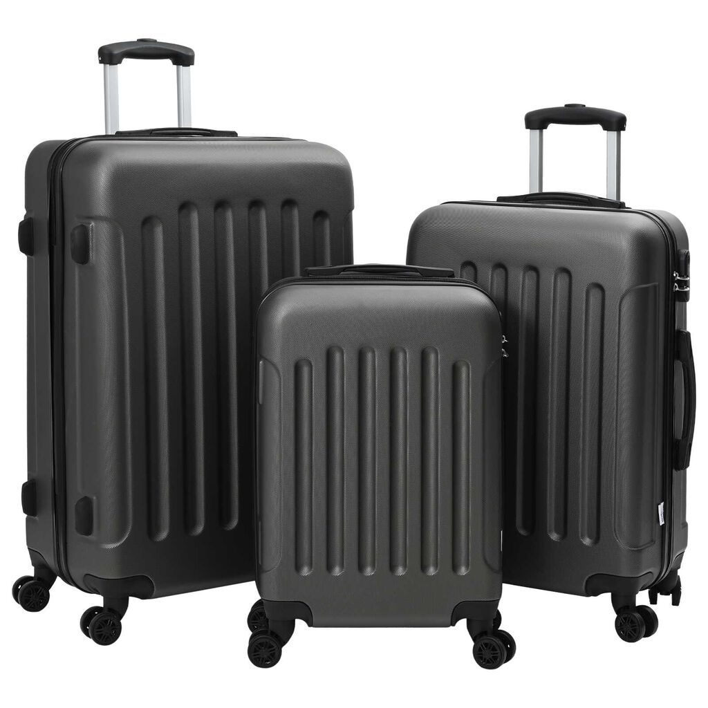 vidaXL Σετ βαλιτσών 3 τεμ Σκληρού ΚαShell Σκούρο Γκρι 20'' 24'' 28'' ABS