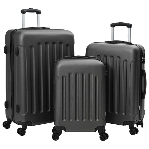 vidaXL Σετ βαλιτσών 3 τεμ Σκληρού ΚαShell Σκούρο Γκρι 20'' 24'' 28'' ABS