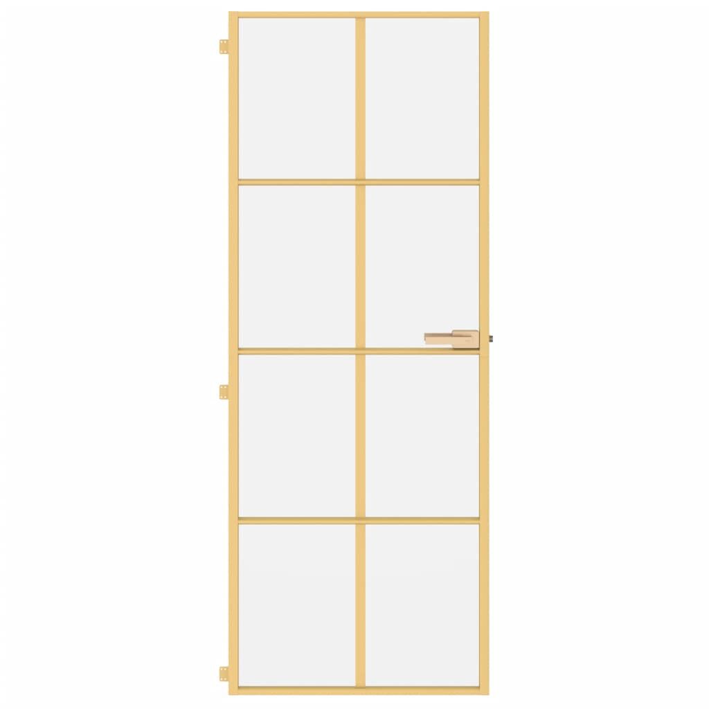 vidaXL Εσωτερική Πόρτα Χρυσή 76 x 201,5 εκ. Ψημένο Γυαλί & Αλουμίνιο