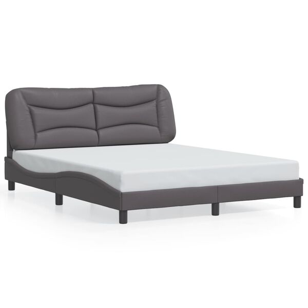 vidaXL Πλαίσιο Κρεβατιού με Κεφαλάρι Γκρι 160x200 εκ. Συνθετικό Δέρμα