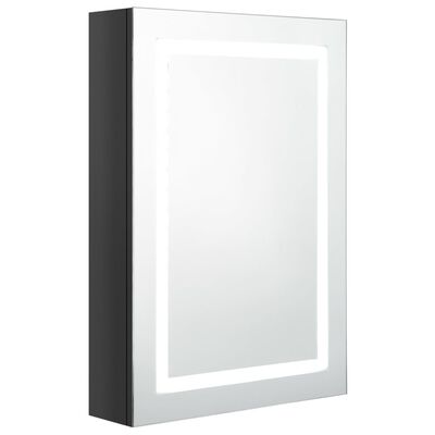 vidaXL Καθρέφτης Μπάνιου με Ντουλάπι & LED Λαμπερό Μαύρο 50x13x70 εκ.
