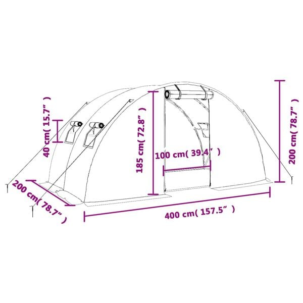 vidaXL Θερμοκήπιο με Ατσάλινο Πλαίσιο Πράσινο 8 μ² 4 x 2 x 2 μ.