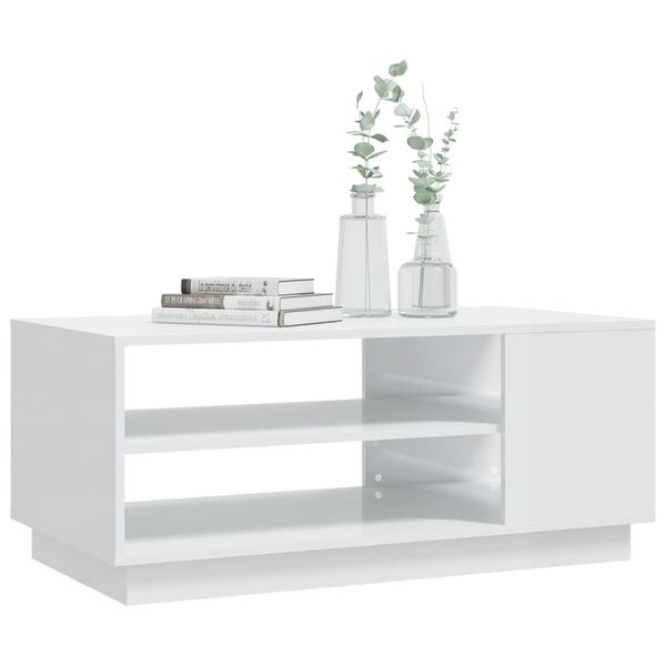 vidaXL Τραπεζάκι Σαλονιού Γυαλ. Λευκό 102x55x43 εκ. Επεξεργ. Ξύλο
