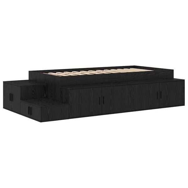 vidaXL Κρεβάτι με αποθηκευτικό χώρο Μαύρη δρυς 234 x 103 x 53.5 εκ.
