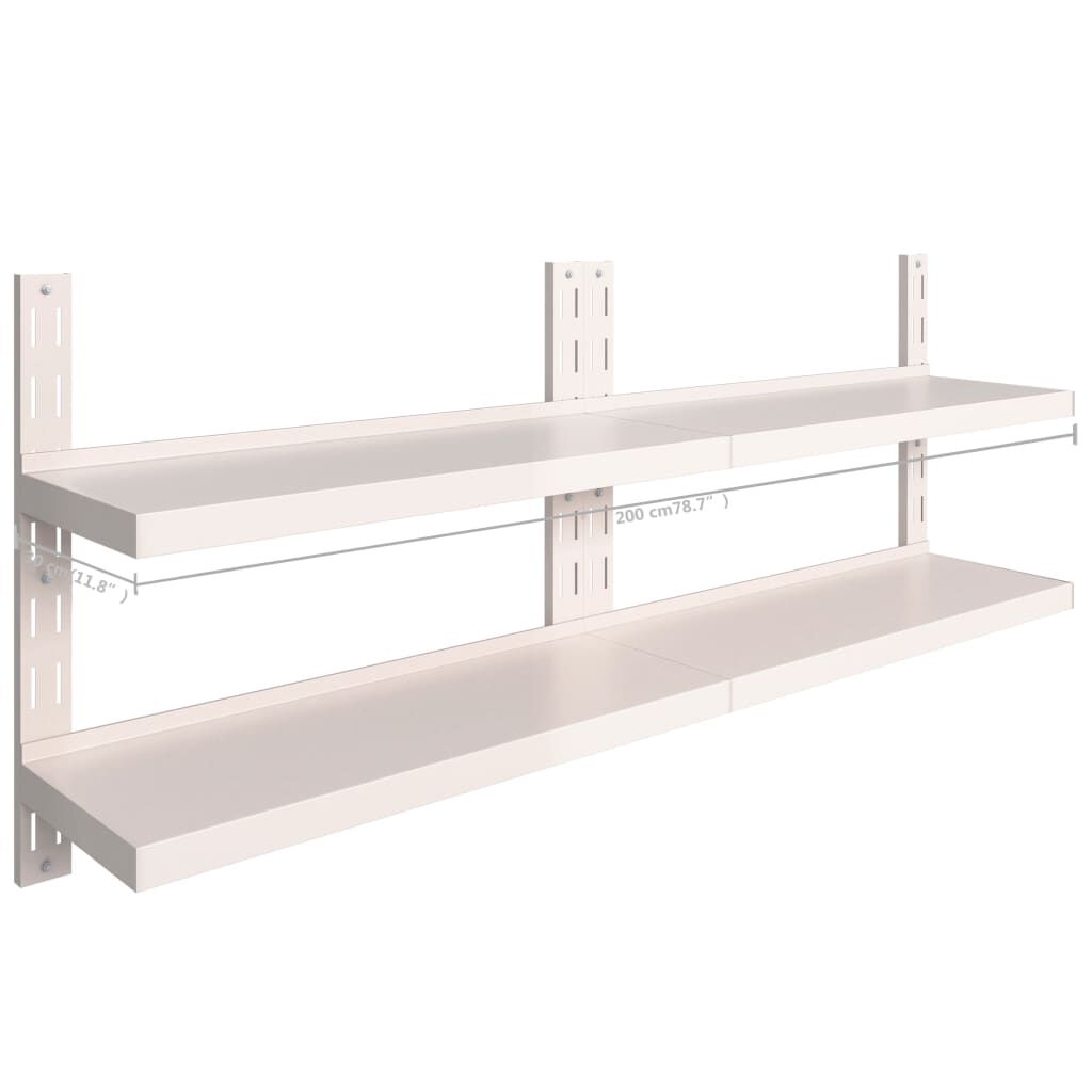 vidaXL Ράφια Τοίχου 2 Επιπέδων 2 τεμ. 200 x 30 εκ. Ανοξείδωτο Ατσάλι