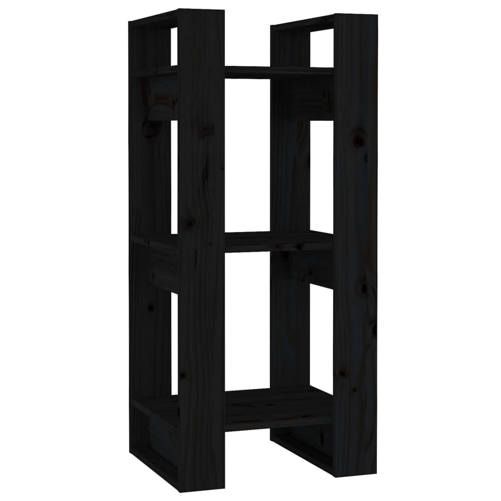 vidaXL Βιβλιοθήκη/Διαχωριστικό Χώρου Μαύρο 41x35x91 εκ. Μασίφ Πεύκο