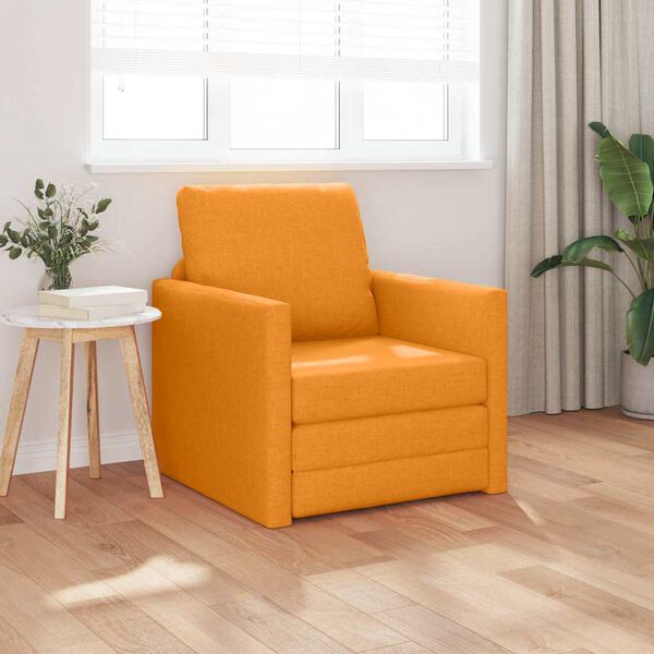 vidaXL Καναπές-Κρεβάτι Δαπέδου 2σε1 Σκ. Κίτρινο 112x174x55 εκ. Ύφασμα