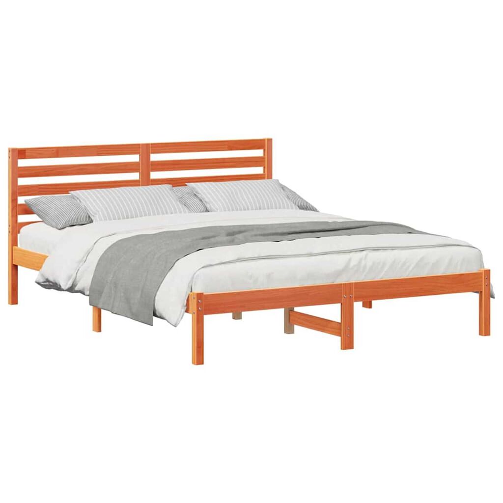 vidaXL Σκελετός Κρεβατιού Καφέ κεριού 150 x 200 cm Μασίφ ξύλο πεύκου